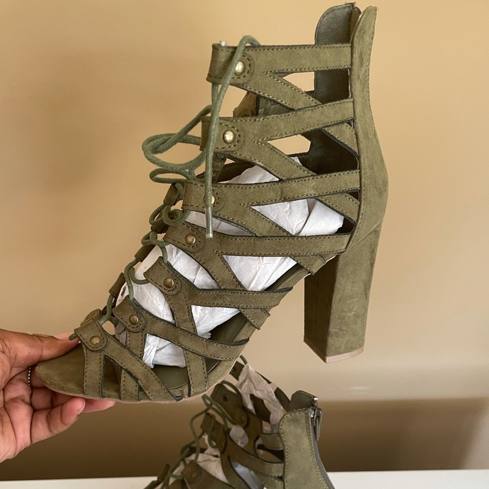 Olive Tie Up Heels